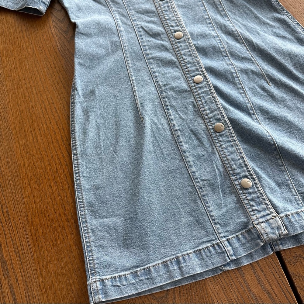 Madewell Denim Seamed Mini Shirtdress in Palermo Wash Light Blue Dress Casual - Picture 4 of 14